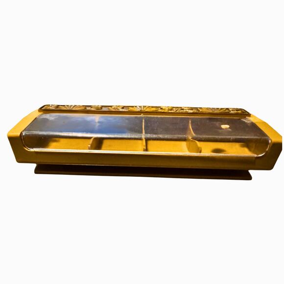 Vintage 1970s Mustard Yellow Plastic Organizer with Lid - Picture 3 of 8